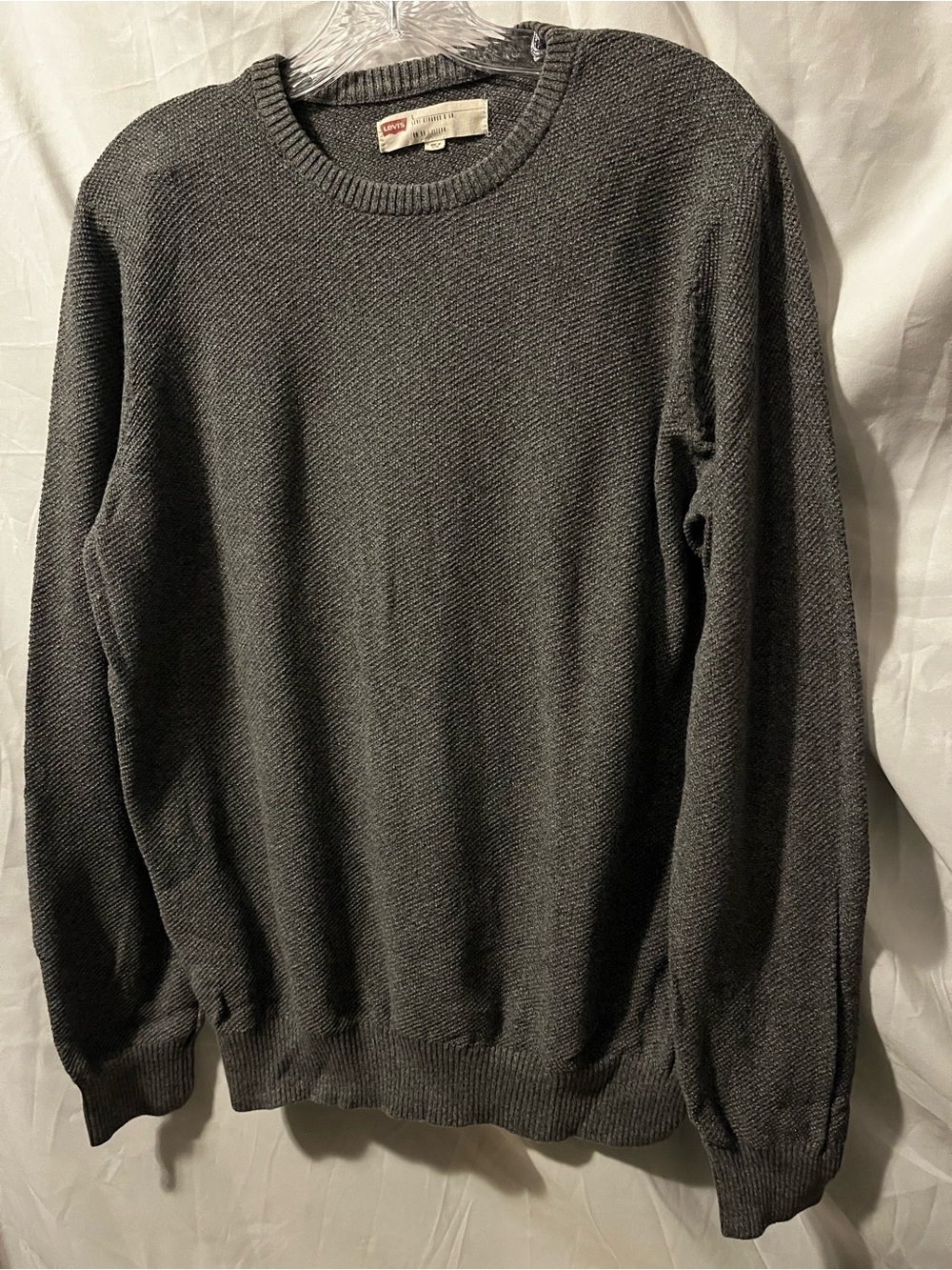 Levi's Men's Dark Gray Textured Crewneck Sweater